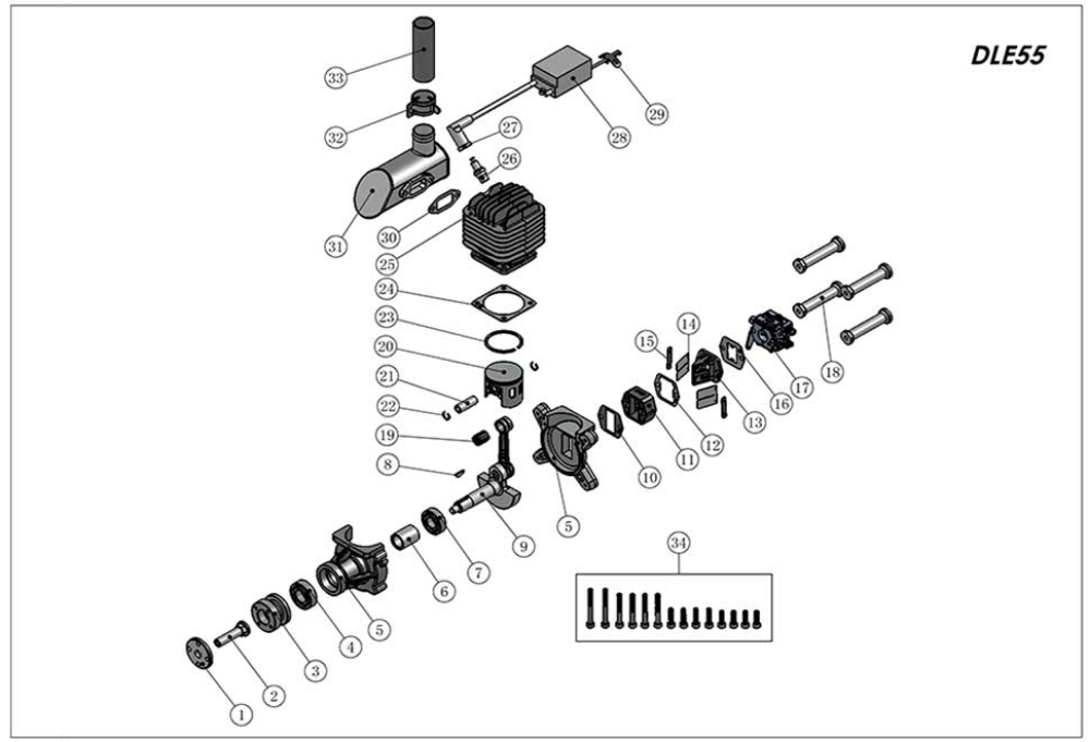 DLE55 Exploded View