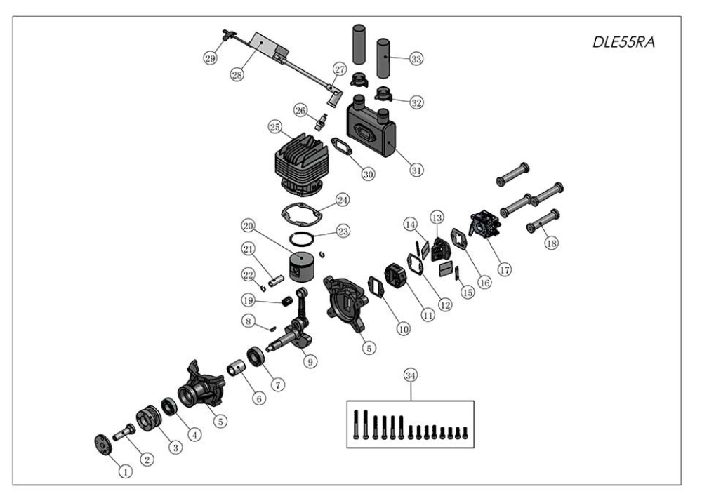 DLE55RA Exploded View
